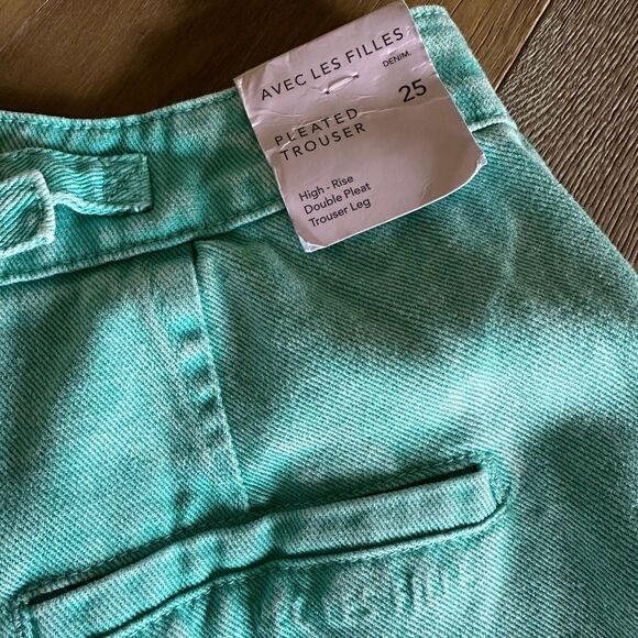 AVEC LES FILLES High Waist Wide Leg Jeans In Aloe Mist - Picture 10 of 12